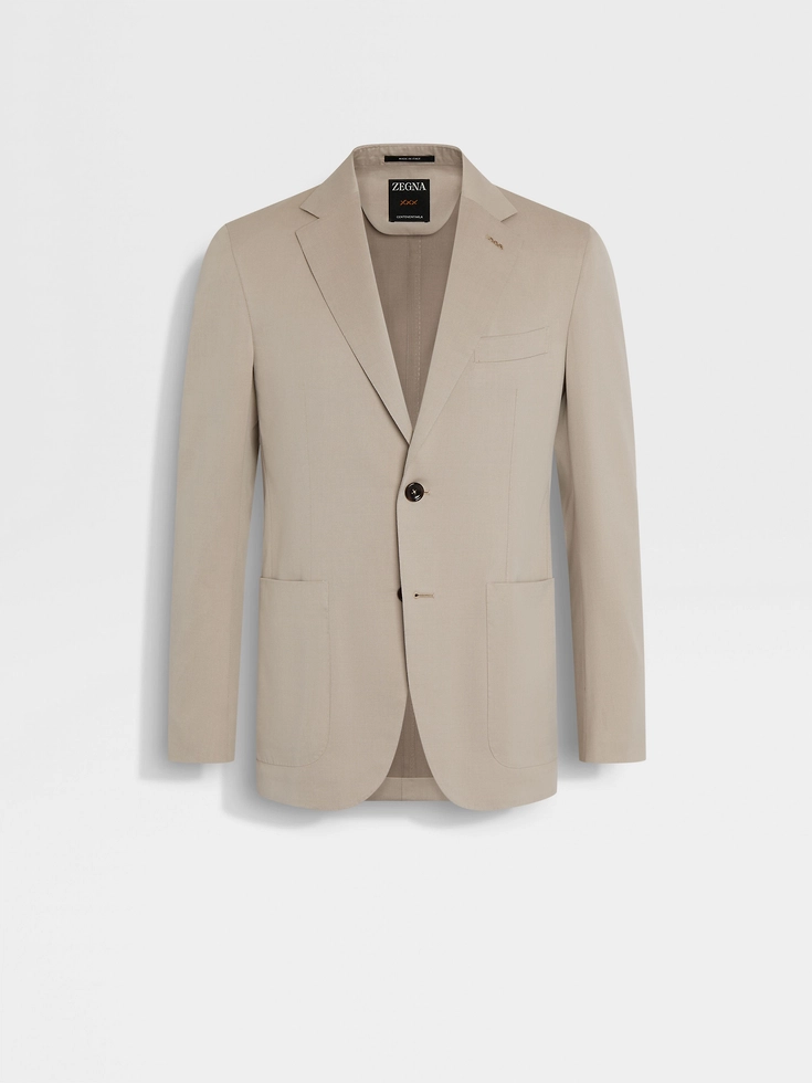 Light Taupe Centoventimila Cotton and Wool Jacket