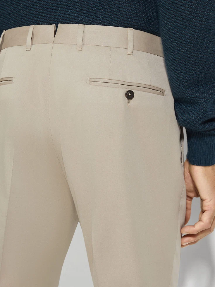 Light Taupe Centoventimila Cotton and Wool Pants