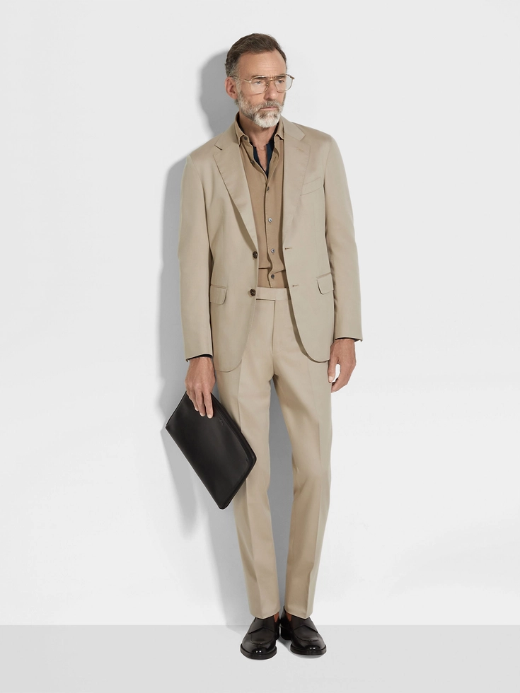 Light Taupe Centoventimila Cotton and Wool Pants Light Taupe Centoventimila Cotton and Wool Pants