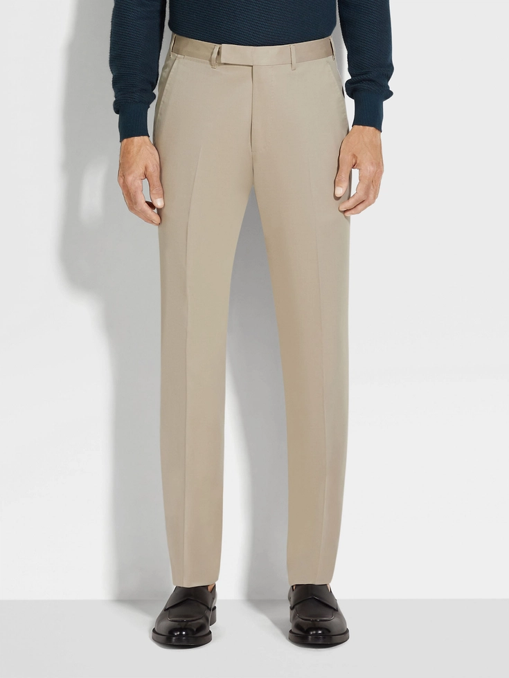 Light Taupe Centoventimila Cotton and Wool Pants Light Taupe Centoventimila Cotton and Wool Pants