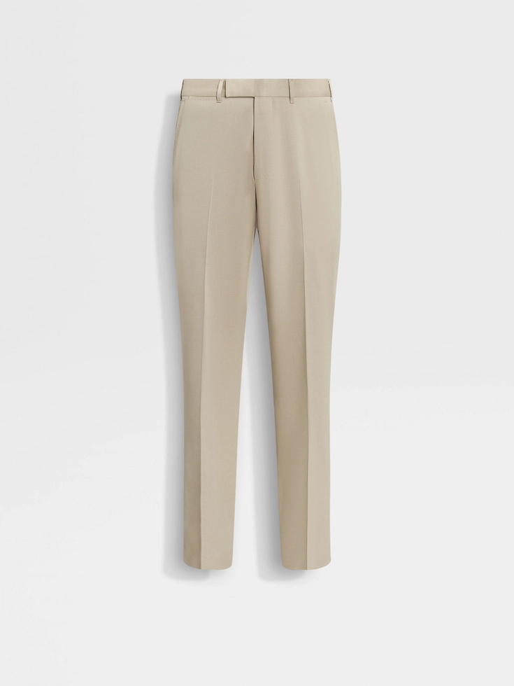 Light Taupe Centoventimila Cotton and Wool Pants