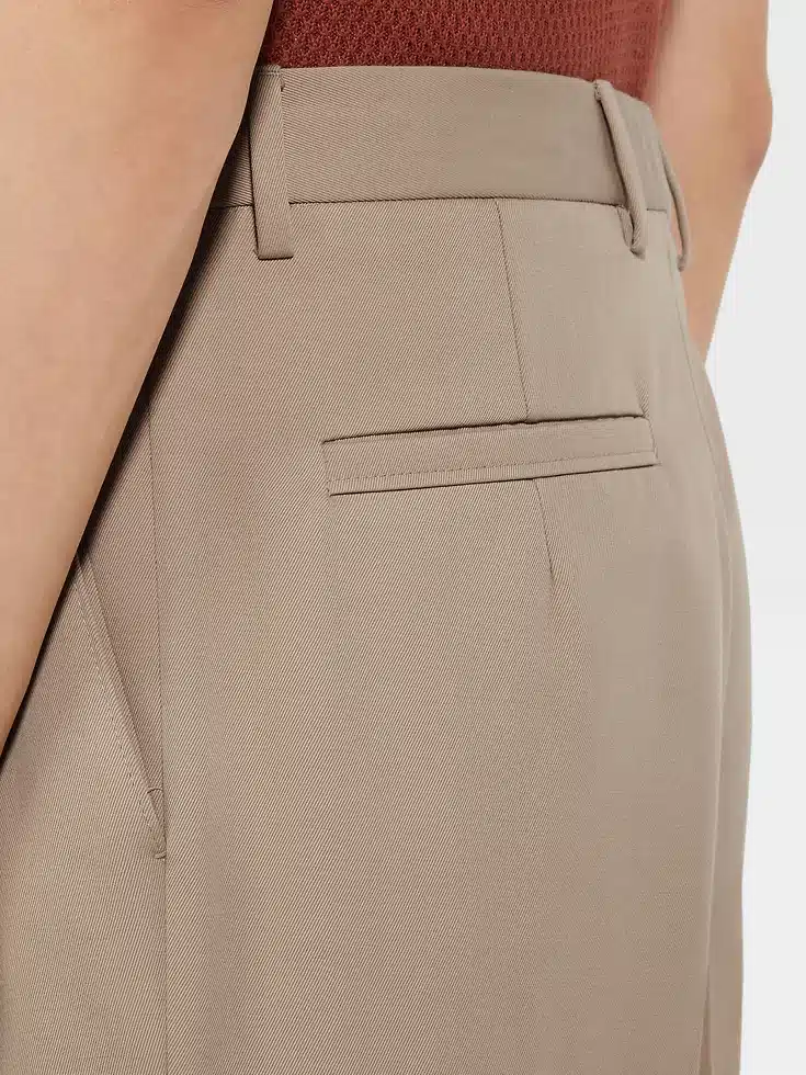 Light Taupe Cotton and Wool Pants