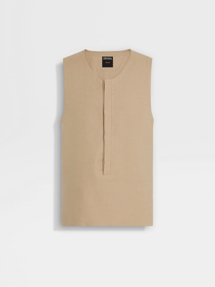 Light Taupe Oasi Lino Tank Shirt