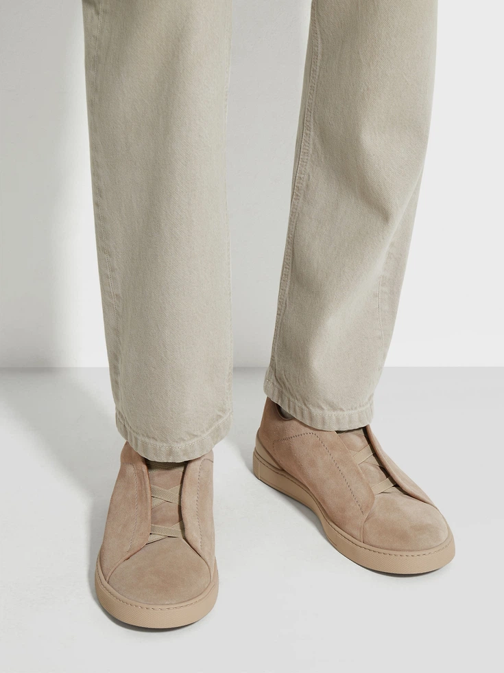 Light Taupe Suede Triple Stitch™ Sneakers