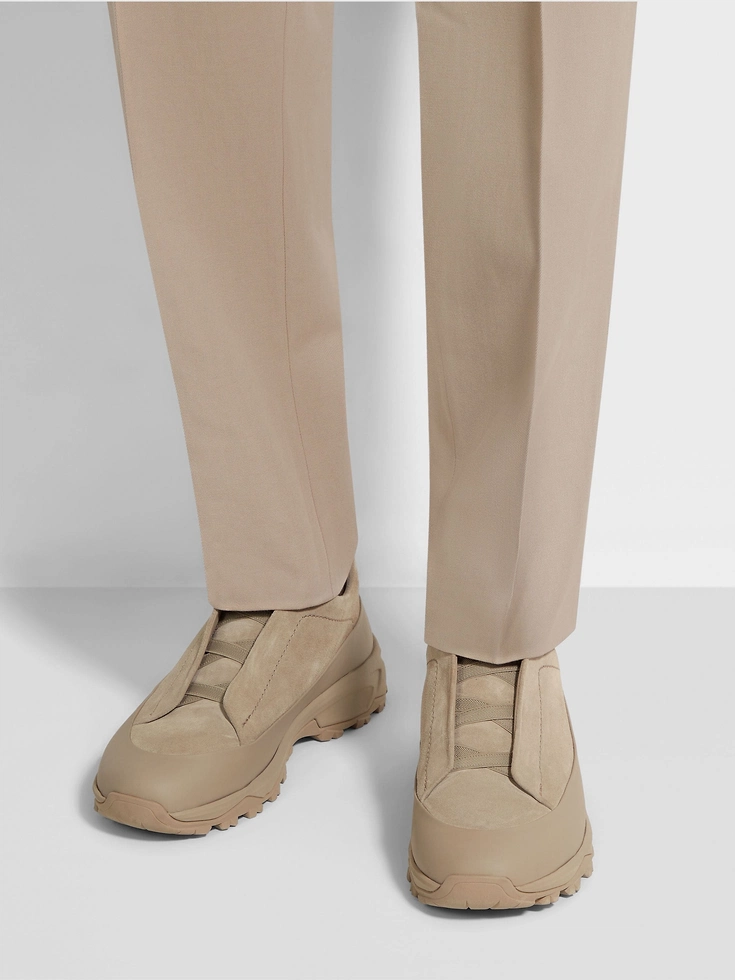 Light Taupe Suede and Leather Triple Stitch™ Monte Sneakers