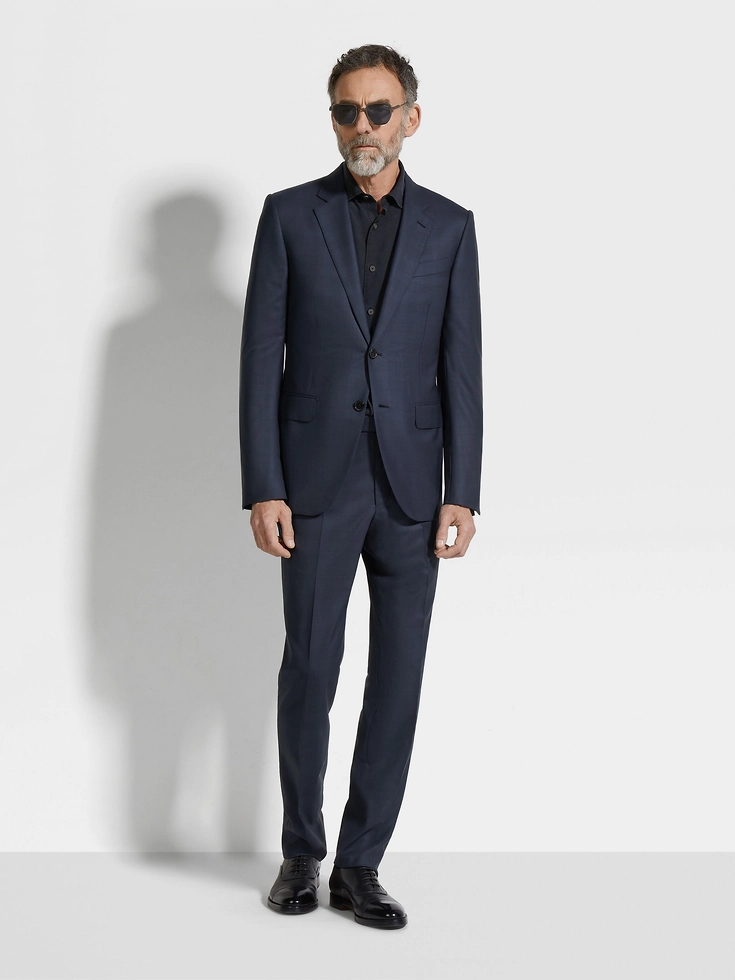 Navy Blue Centoventimila Wool Suit
