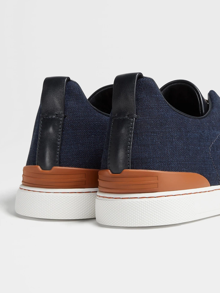 Navy Blue Cotton Denim Triple Stitch™ Sneakers