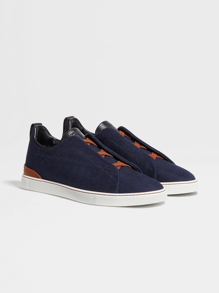 Navy Blue Cotton Denim Triple Stitch™ Sneakers