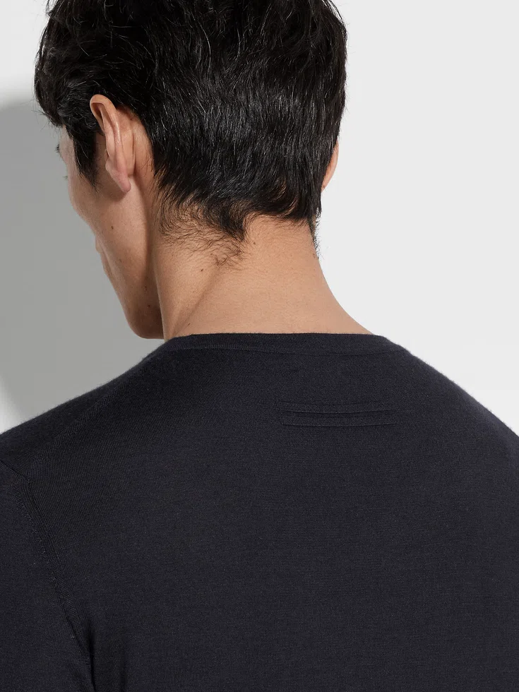 Navy Blue Mélange Cashseta Crewneck