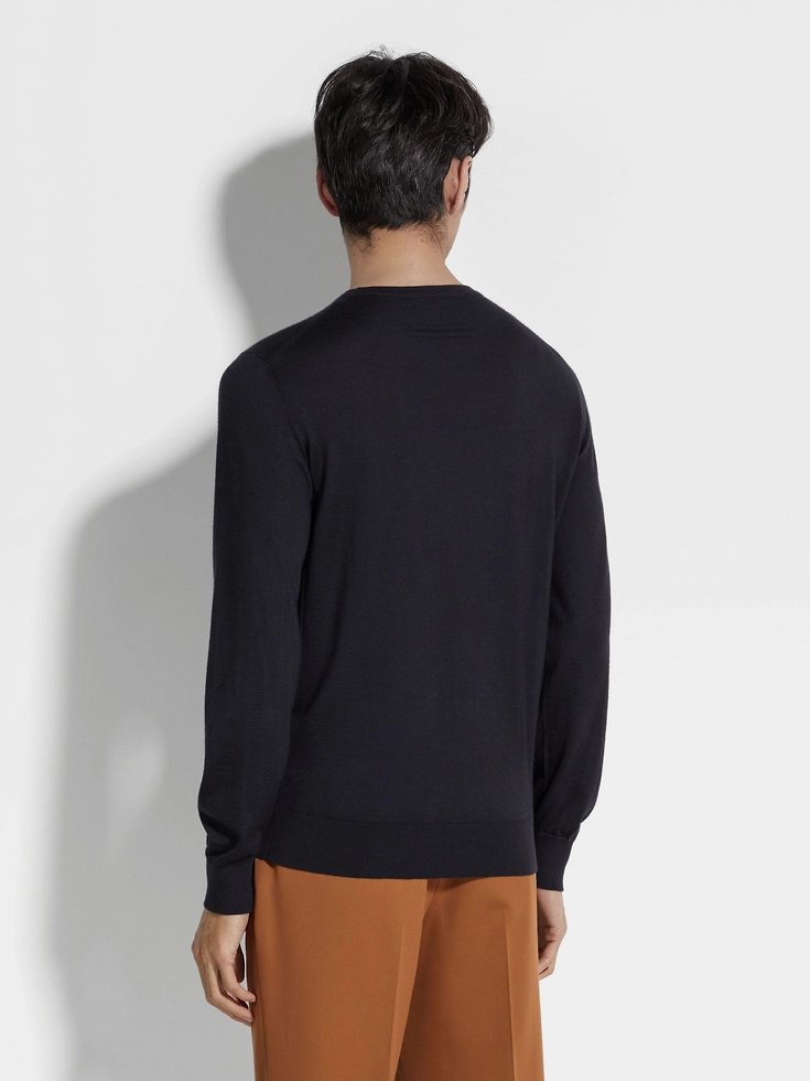 Navy Blue Mélange Cashseta Crewneck Navy Blue Mélange Cashseta Crewneck