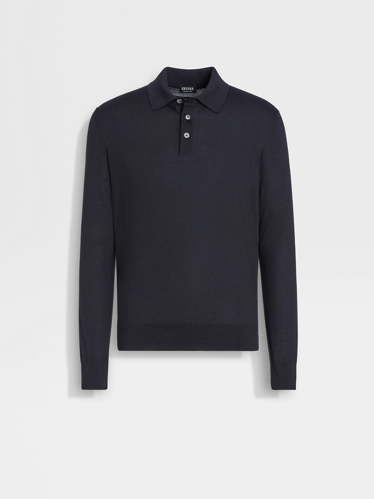 Navy Blue Mélange Cashseta Polo Shirt