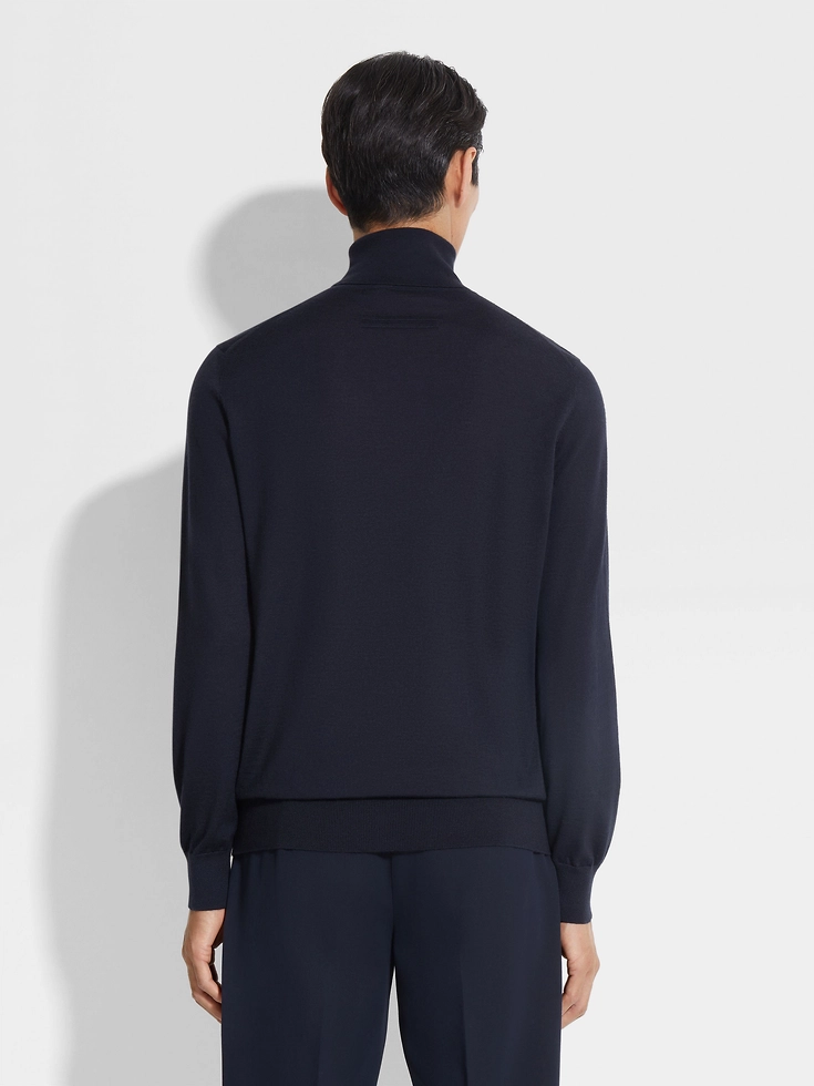 Navy Blue Mélange Cashseta Turtleneck Navy Blue Mélange Cashseta Turtleneck