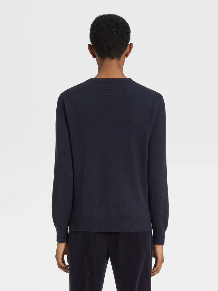 Navy Blue Mélange Oasi Cashmere Crewneck Navy Blue Mélange Oasi Cashmere Crewneck