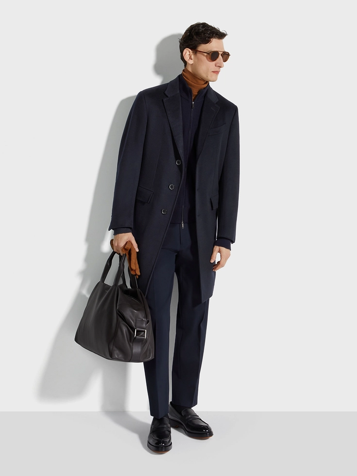 Navy Blue Oasi Cashmere Overcoat