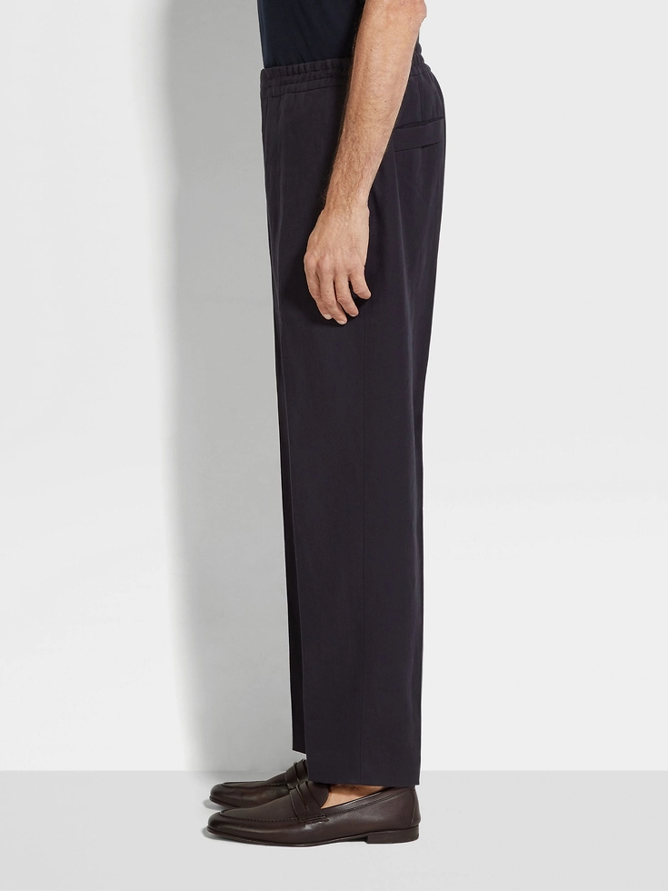 Navy Blue Oasi Lino Blue Flower Pants Navy Blue Oasi Lino Blue Flower Pants