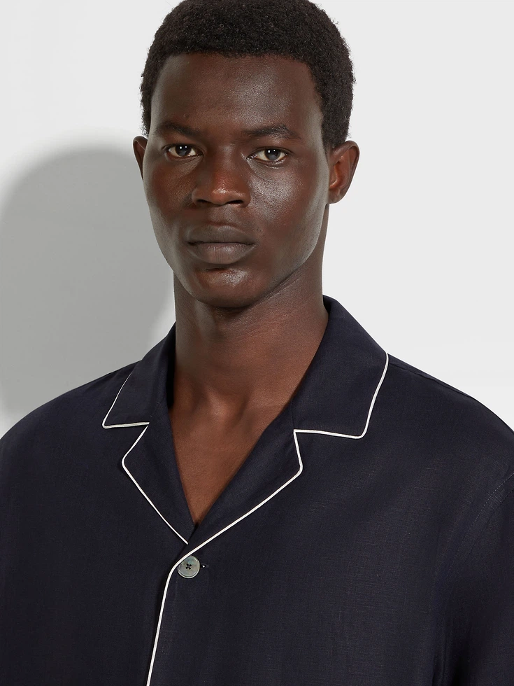 Navy Blue Oasi Lino Pajamas Navy Blue Oasi Lino Pajamas