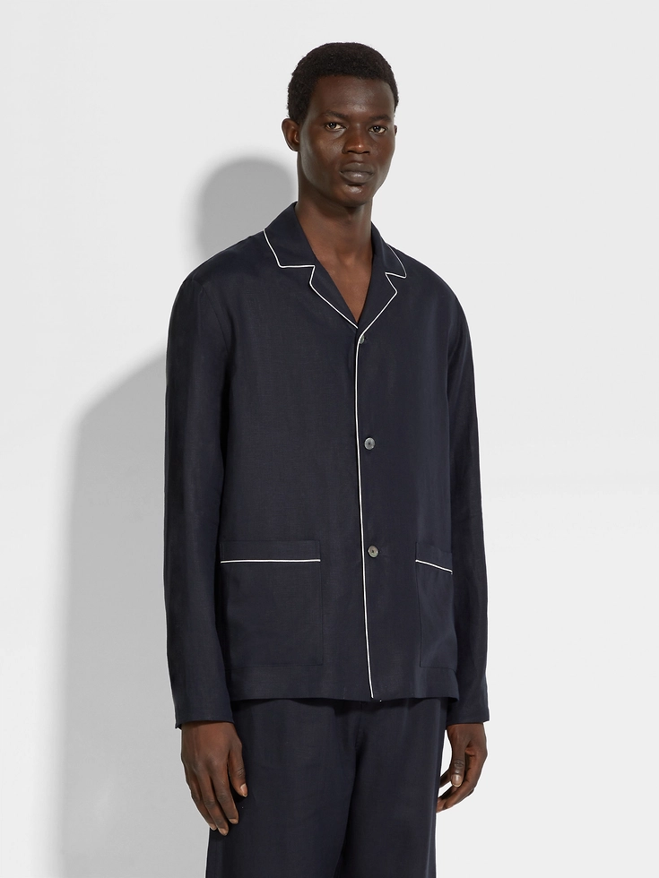 Navy Blue Oasi Lino Pajamas Navy Blue Oasi Lino Pajamas