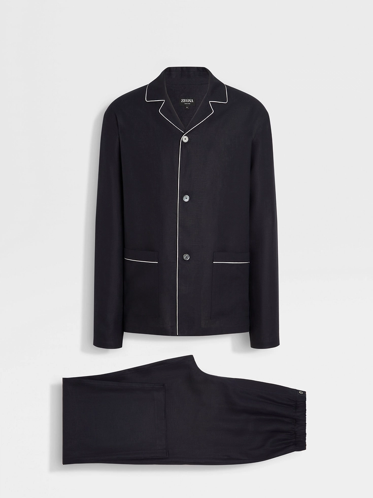 Navy Blue Oasi Lino Pajamas