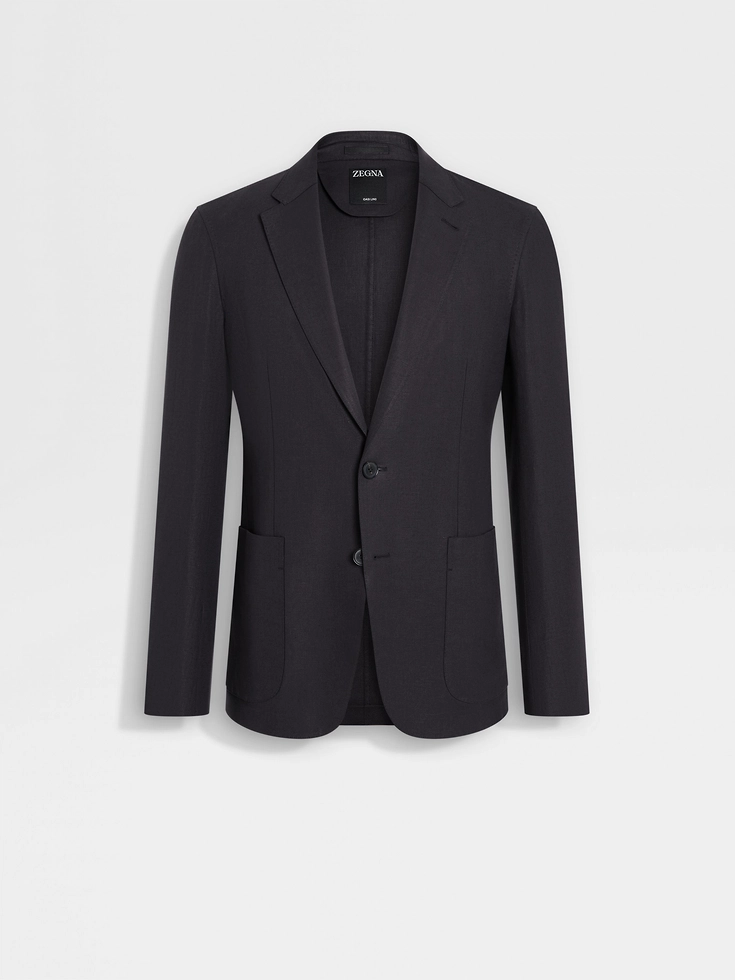 Navy Blue Oasi Lino Shirt Jacket