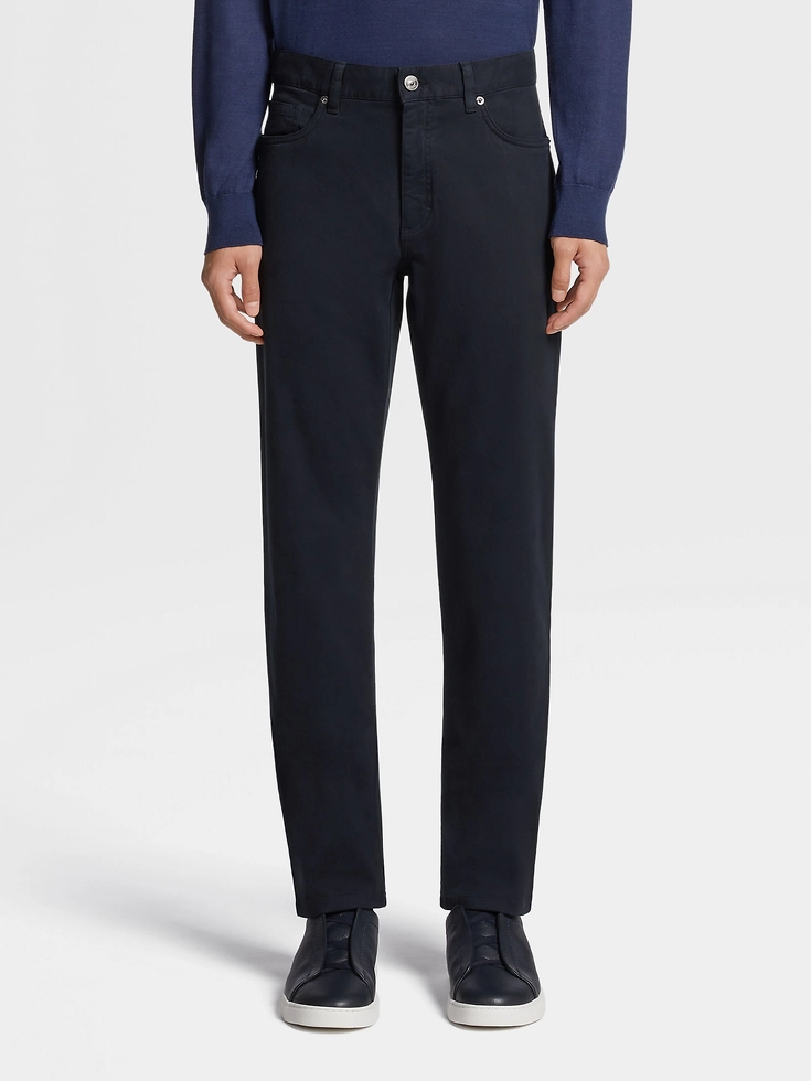 Navy Blue Stretch Cotton Roccia Jeans