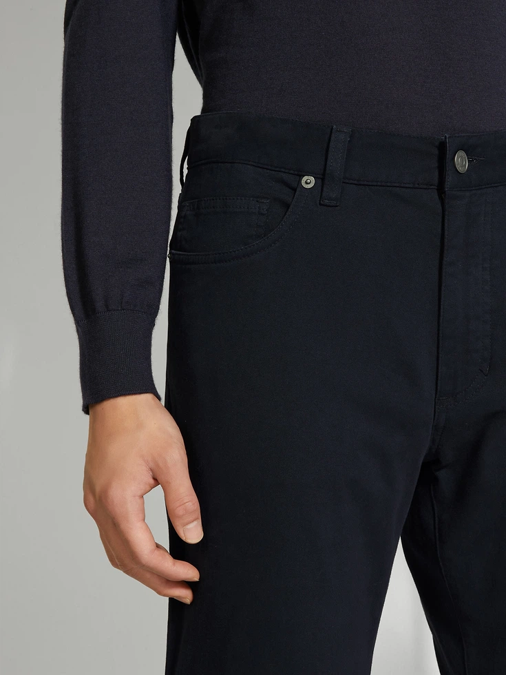 Navy Blue Stretch Cotton Roccia Jeans
