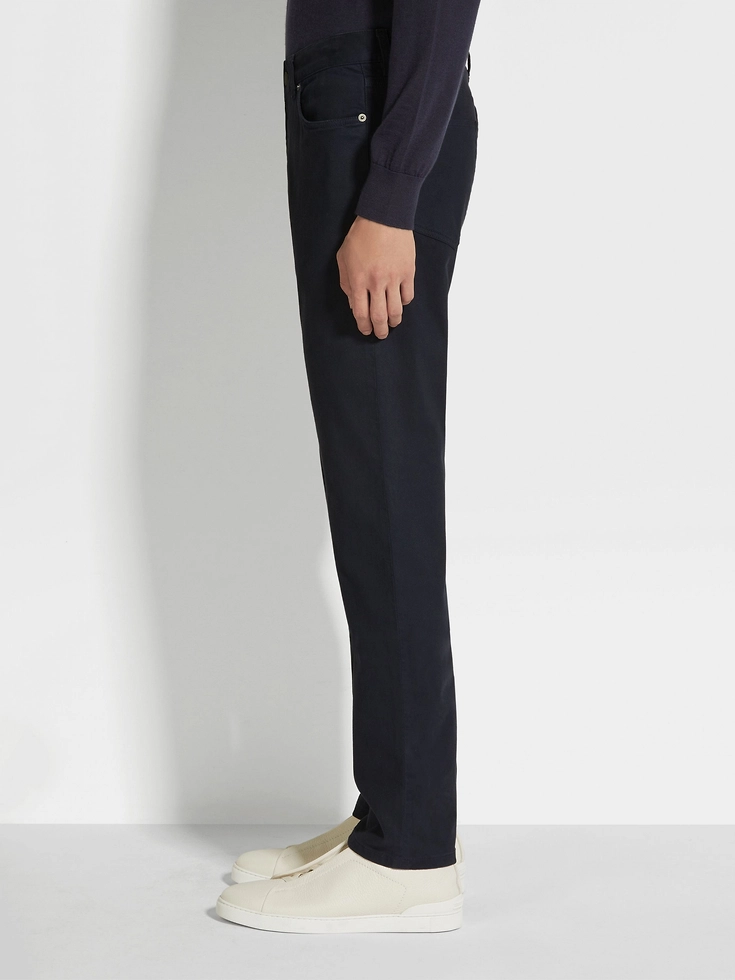 Navy Blue Stretch Cotton Roccia Jeans Navy Blue Stretch Cotton Roccia Jeans