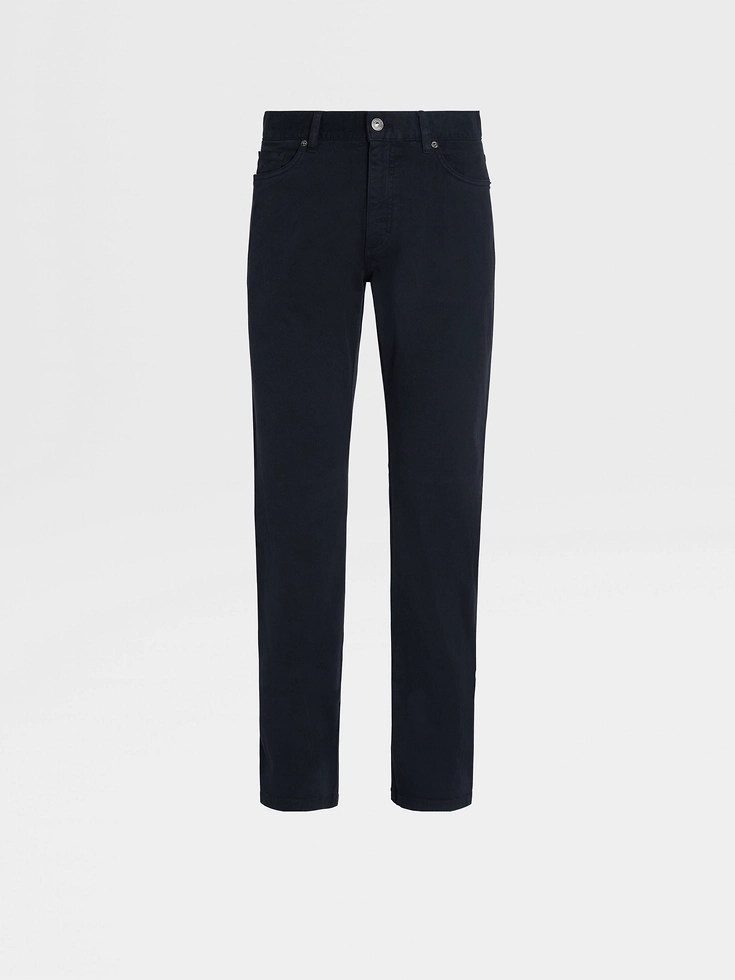 Navy Blue Stretch Cotton Roccia Jeans