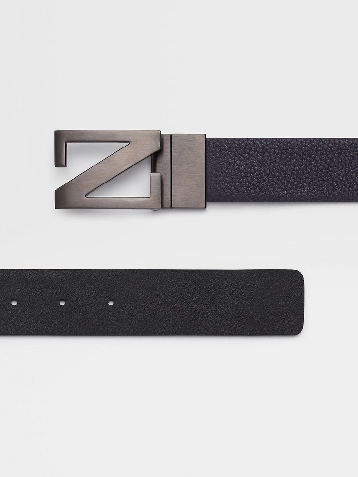 Navy Blue and Black Reversible Leather Belt Navy Blue and Black Reversible Leather Belt