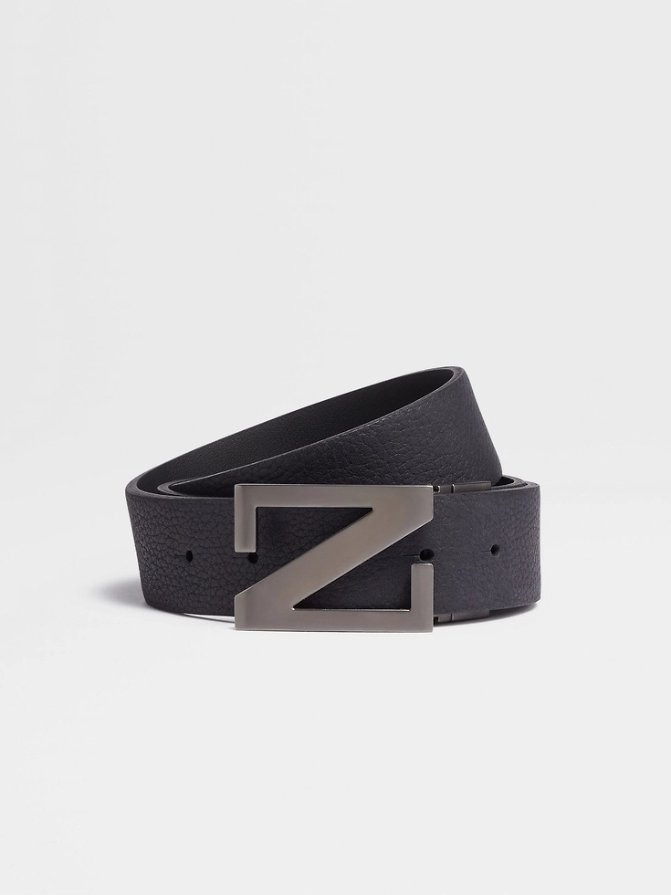 Navy Blue and Black Reversible Leather Belt Navy Blue and Black Reversible Leather Belt