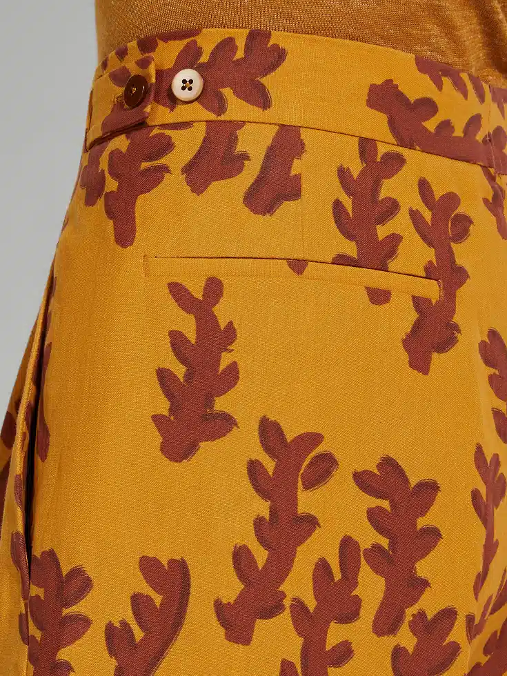 Ochre and Brick Red Oasi Lino Shorts