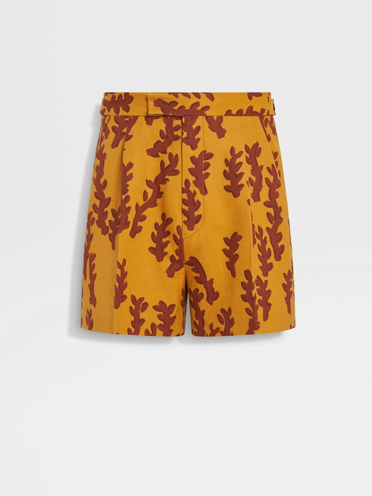 Ochre and Brick Red Oasi Lino Shorts