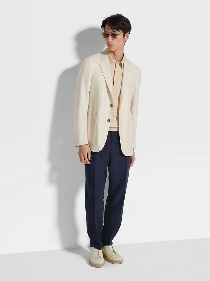 Off White Cashmere Silk and Linen Jacket