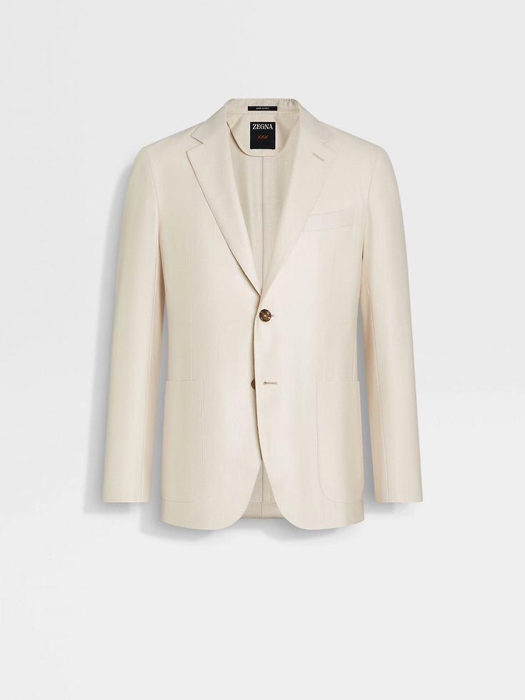 Off White Cashmere Silk and Linen Jacket