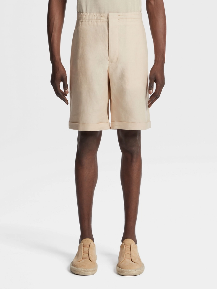 Off White Linen Shorts