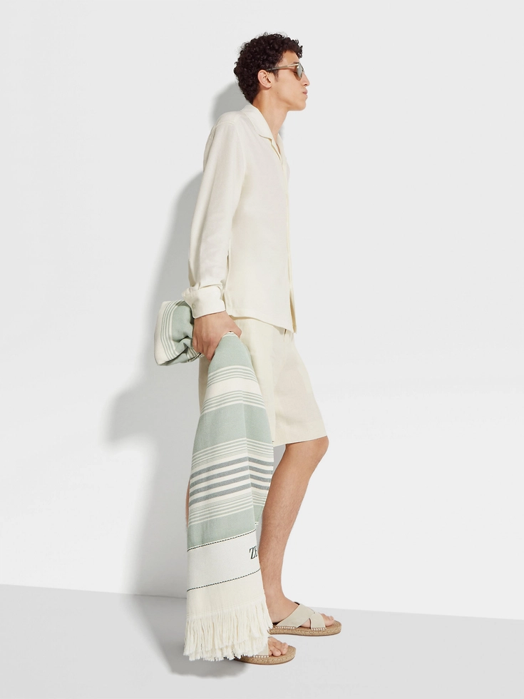 Off White Oasi Lino Bermuda Shorts Off White Oasi Lino Bermuda Shorts