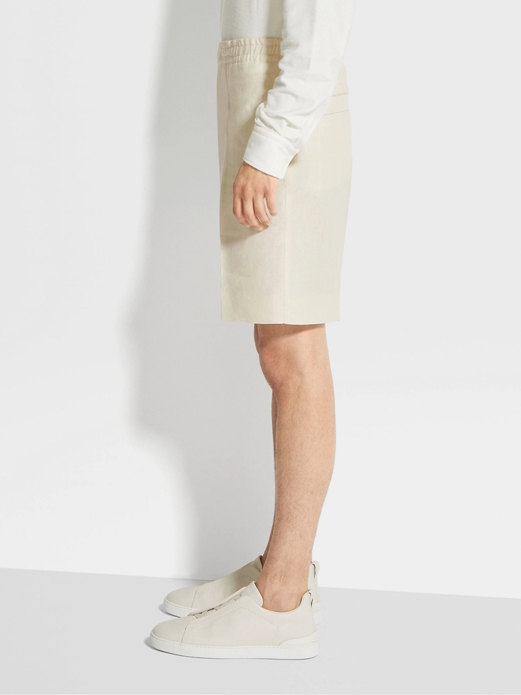 Off White Oasi Lino Bermuda Shorts Off White Oasi Lino Bermuda Shorts