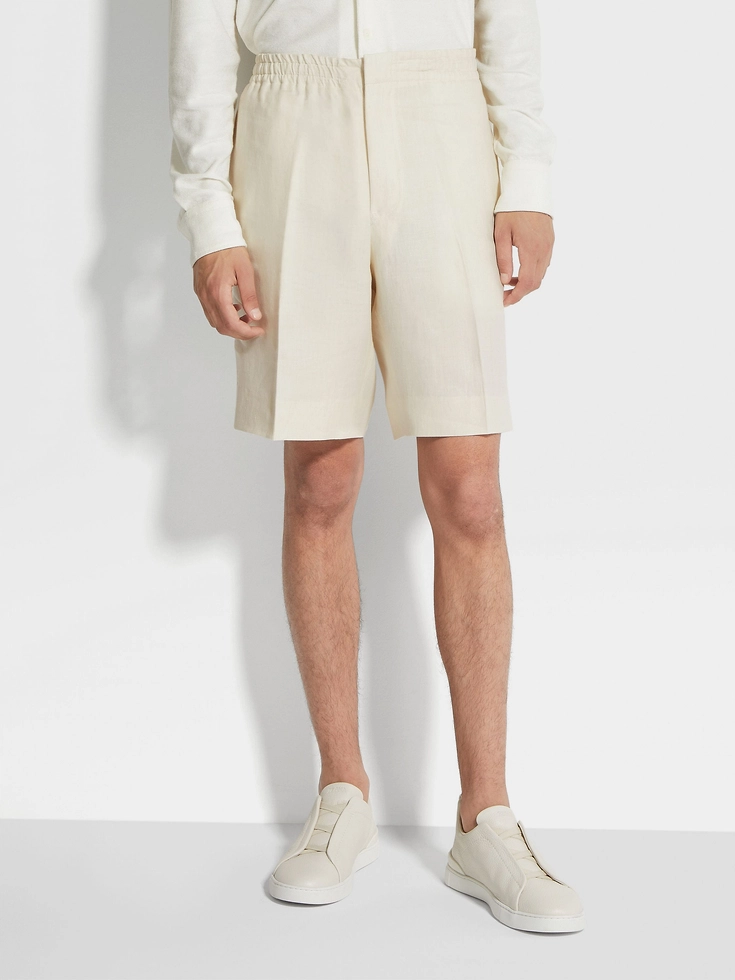 Off White Oasi Lino Bermuda Shorts Off White Oasi Lino Bermuda Shorts