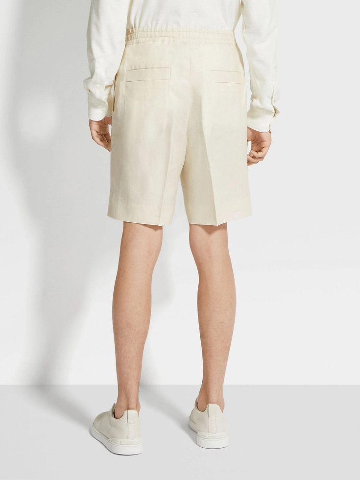 Off White Oasi Lino Bermuda Shorts Off White Oasi Lino Bermuda Shorts