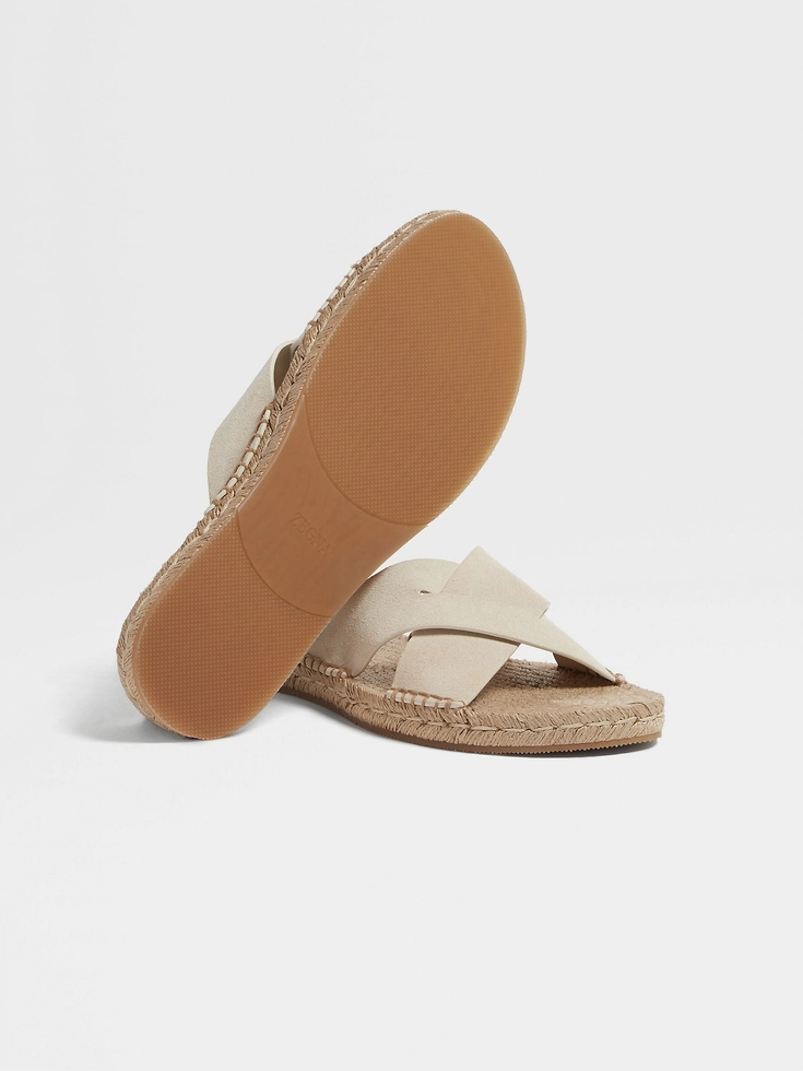 Off White Suede Espadrille Sandals