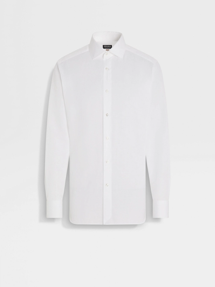 Optical White Centoventimila Cotton and Linen Shirt