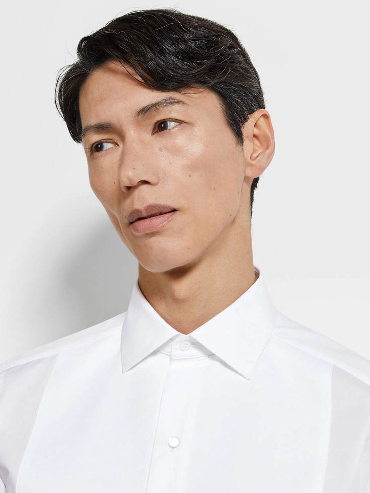 Optical White Cotton Tuxedo Shirt Optical White Cotton Tuxedo Shirt
