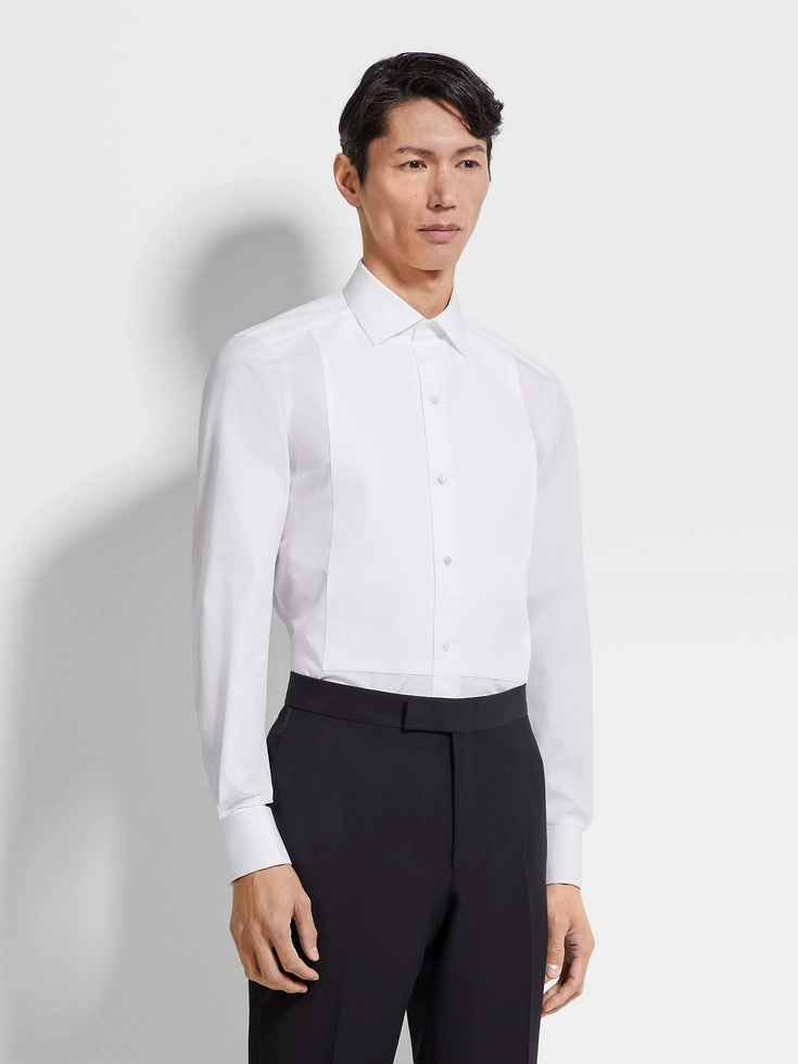 Optical White Cotton Tuxedo Shirt Optical White Cotton Tuxedo Shirt