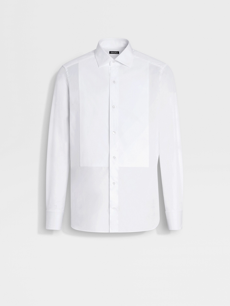 Optical White Cotton Tuxedo Shirt