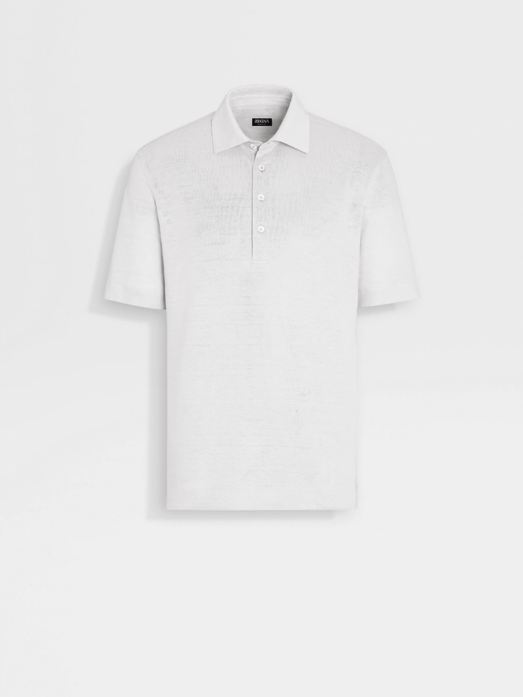 Optical White Linen Polo Shirt
