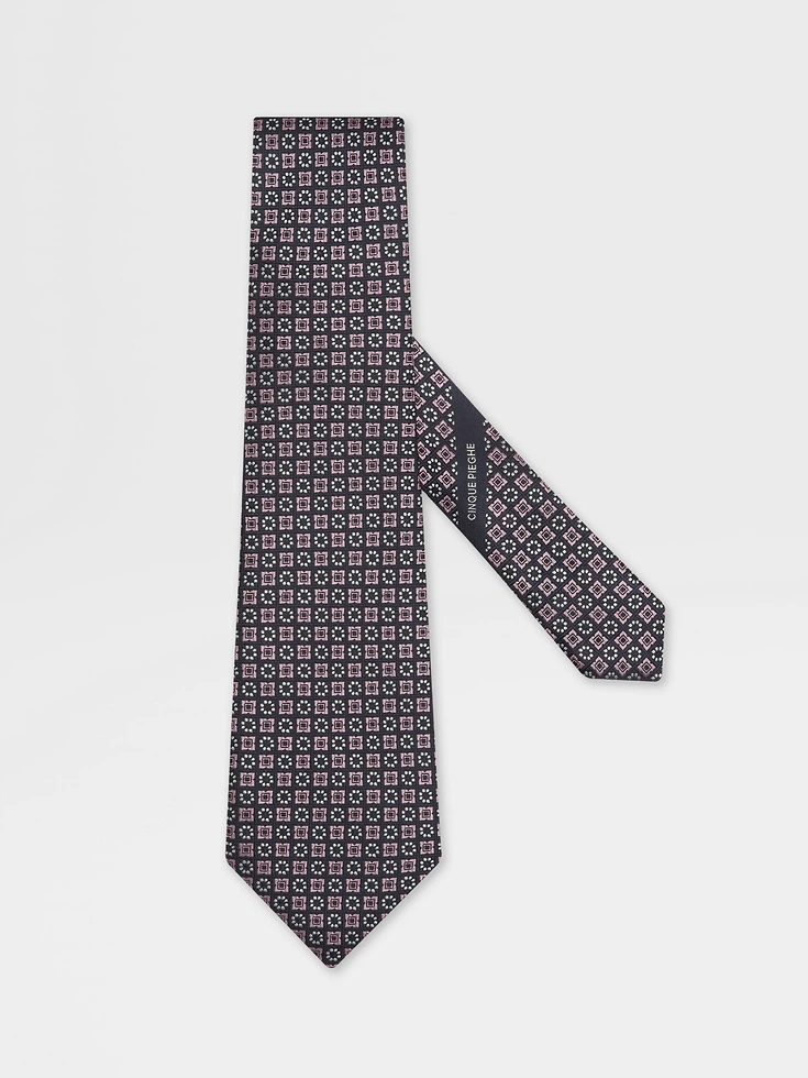 Pink CINQUE PIEGHE Silk Tie