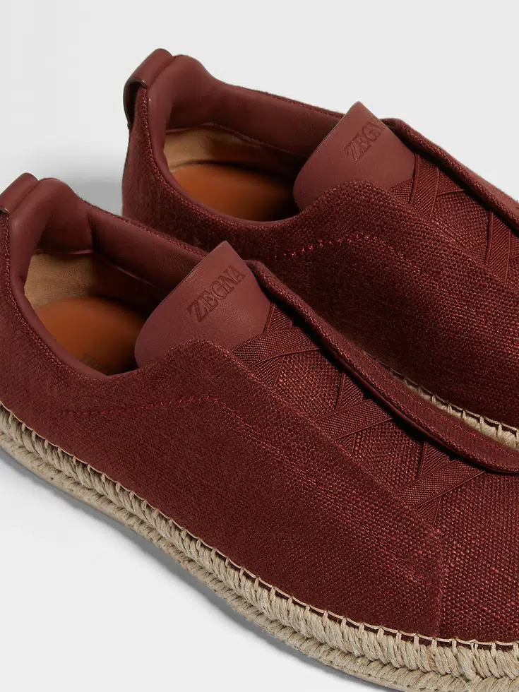 Red Linen and Leather Triple Stitch™ Espadrilles