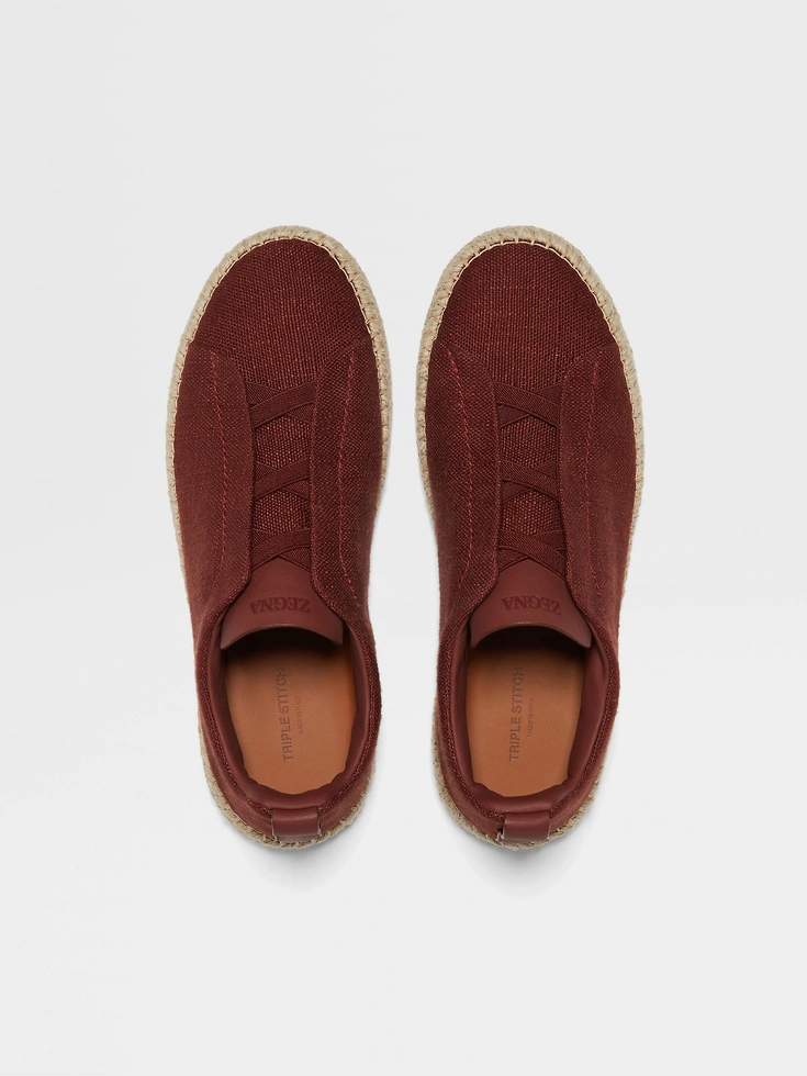 Red Linen and Leather Triple Stitch™ Espadrilles Red Linen and Leather Triple Stitch™ Espadrilles