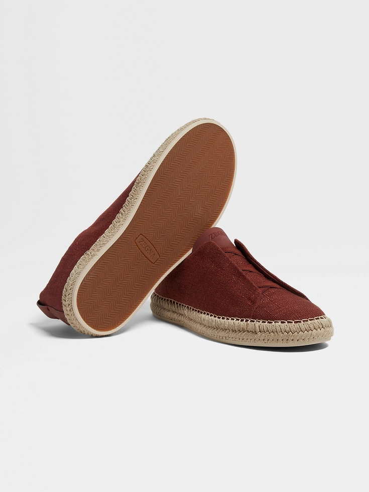Red Linen and Leather Triple Stitch™ Espadrilles Red Linen and Leather Triple Stitch™ Espadrilles