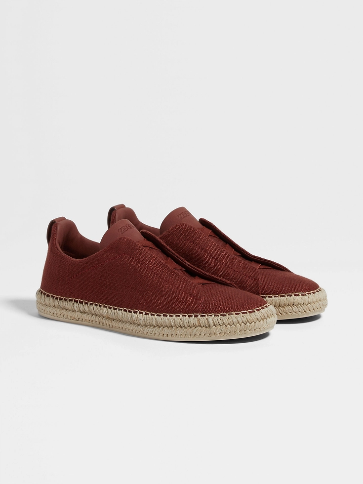 Red Linen and Leather Triple Stitch™ Espadrilles