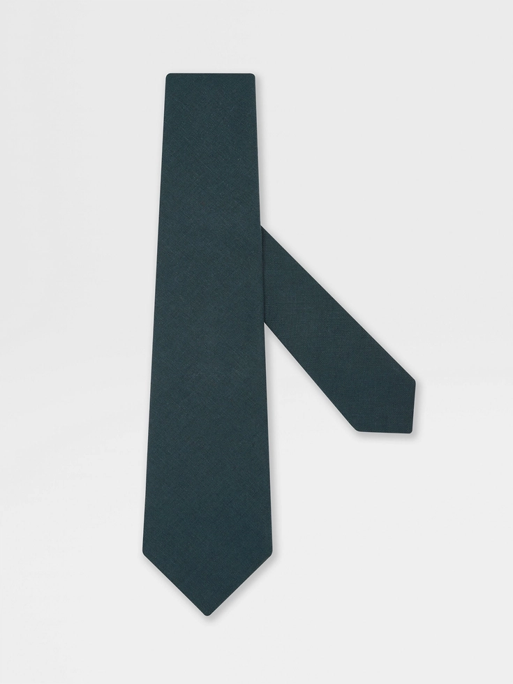Teal Blue Linen Tie